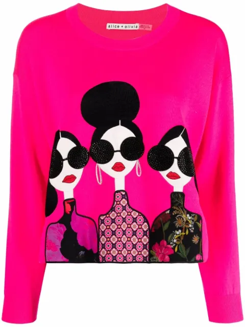 Alice+Olivia Nyla Doll Intarsia Jumper 