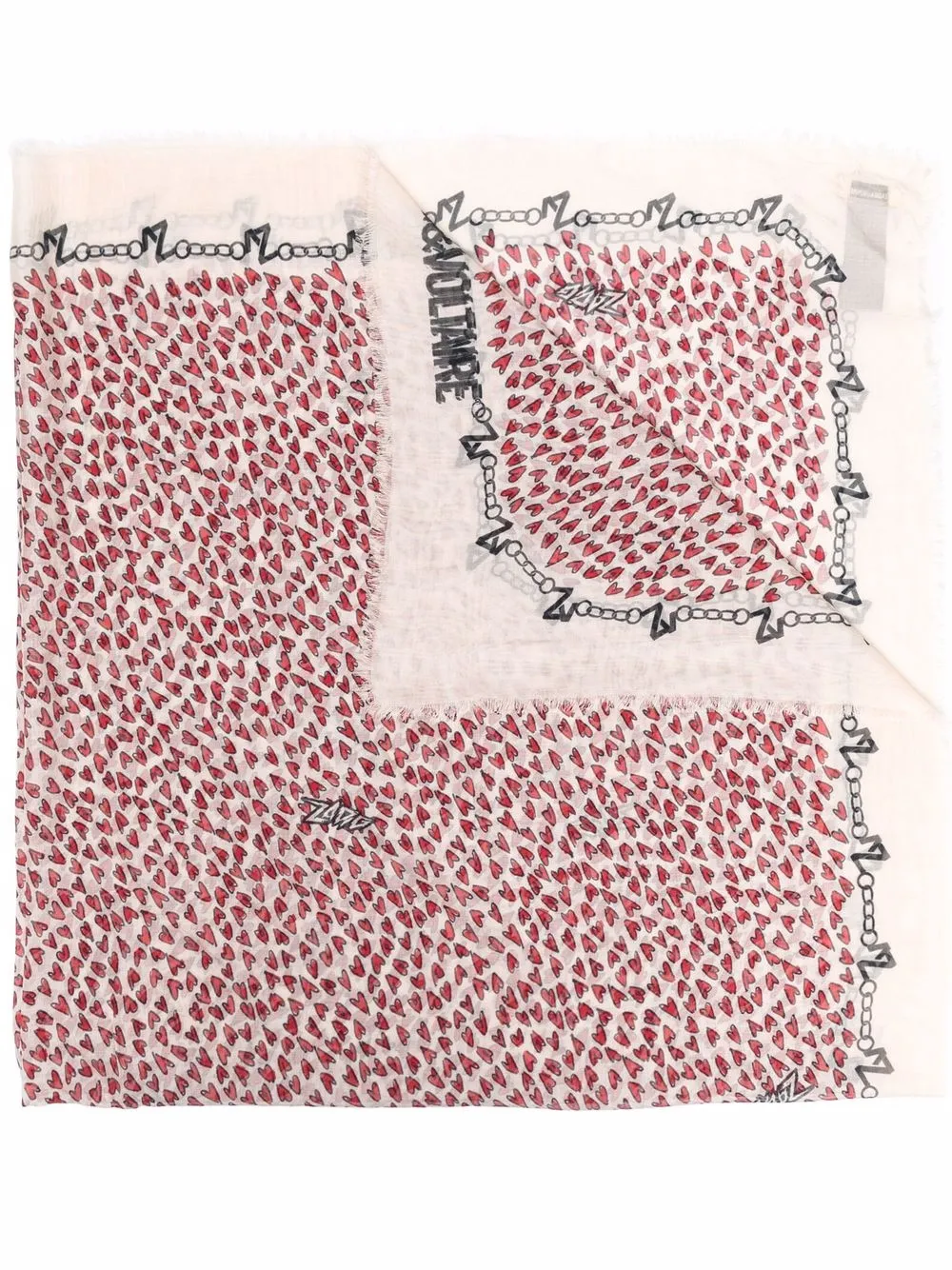 

Zadig&Voltaire Kerry heart-print scarf - Neutrals