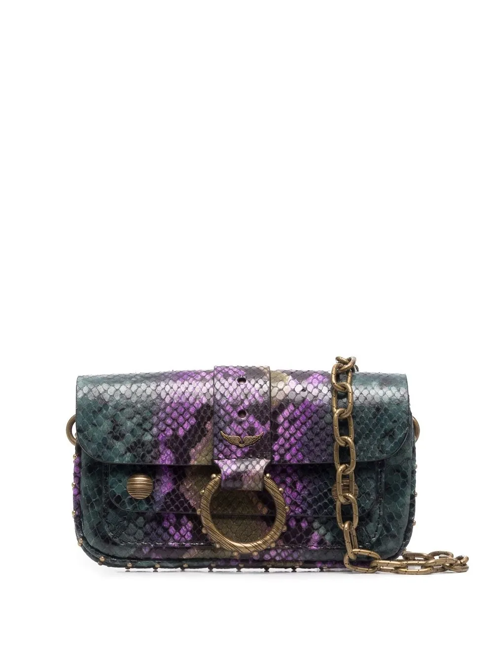 Zadig & Voltaire Kate Snakeskineffect Shoulder Bag In Purple ModeSens