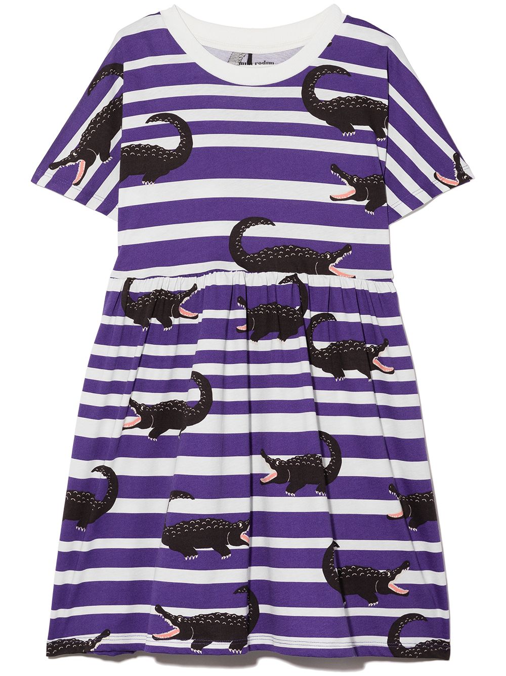 mini rodini robe rayée à imprimé crocodile - violet