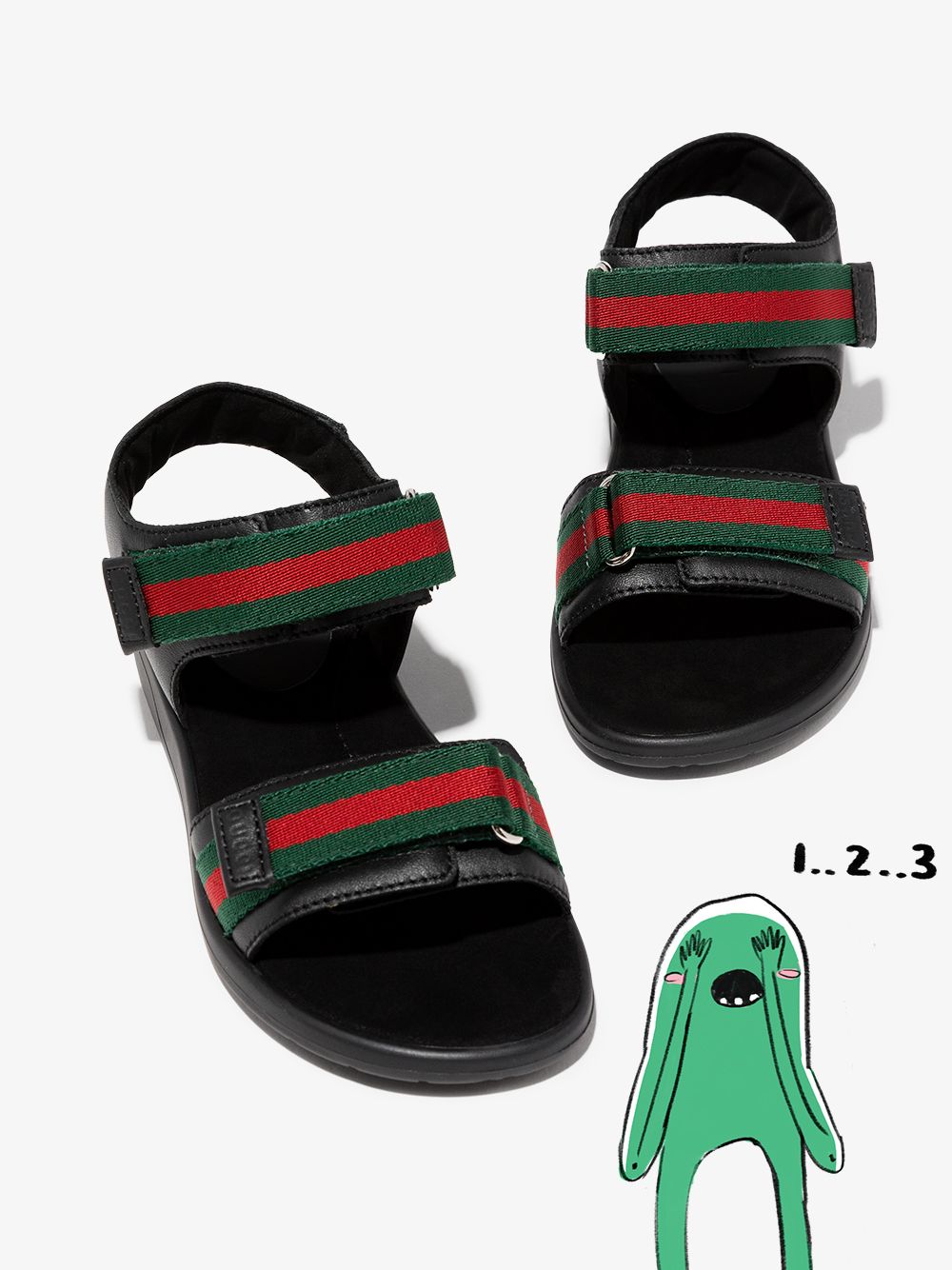 Image 2 of Gucci Kids stripe-detail open-toe sandals