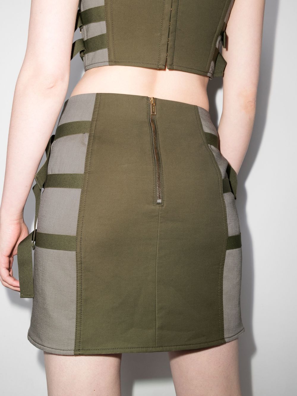 dion lee lace-up mini skirt - green