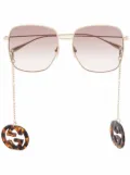 Gucci Eyewear GG-pendant square-frame sunglasses - Gold