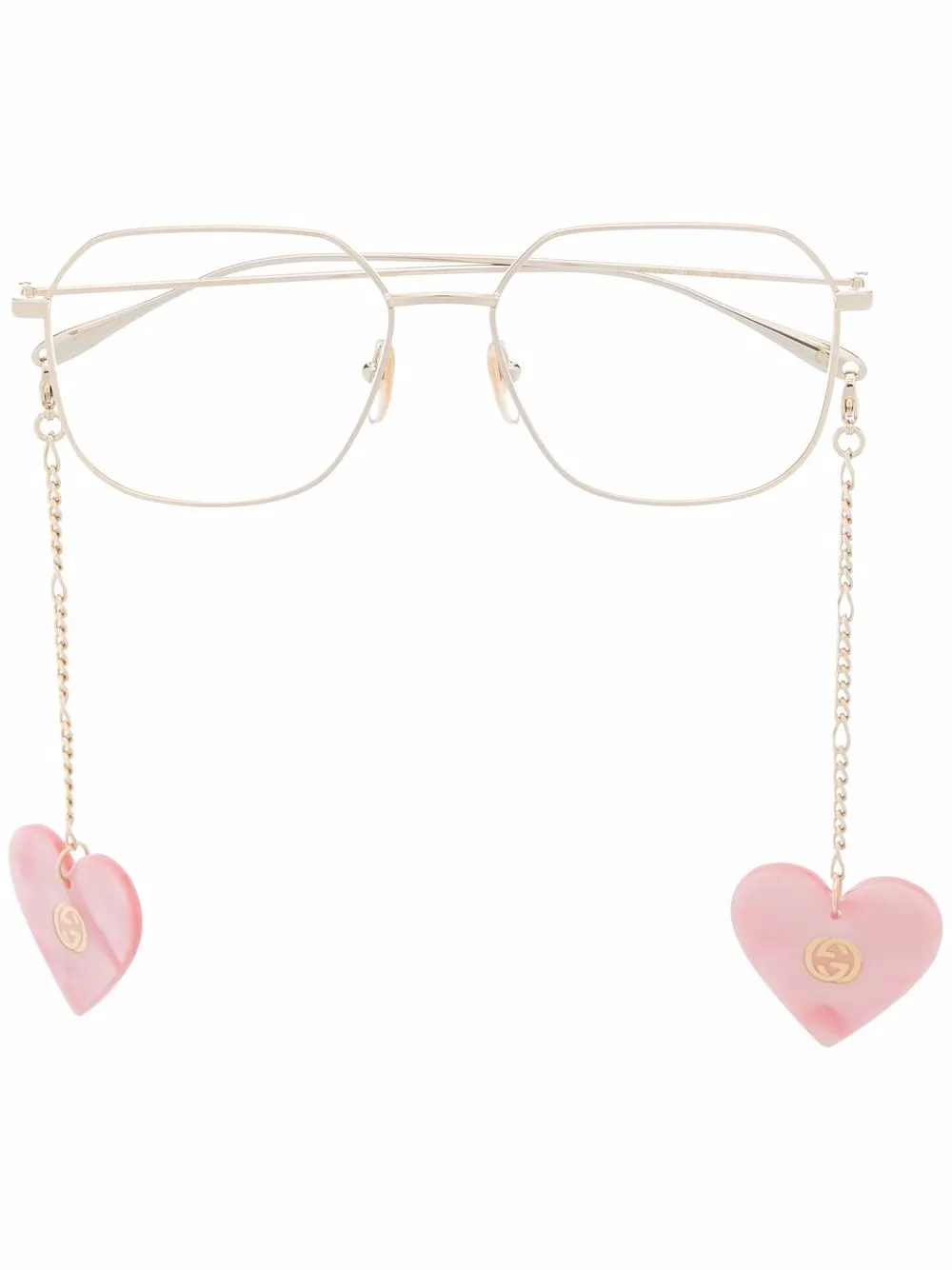 

Gucci Eyewear lentes con armazón cuadrada oversize - Dorado