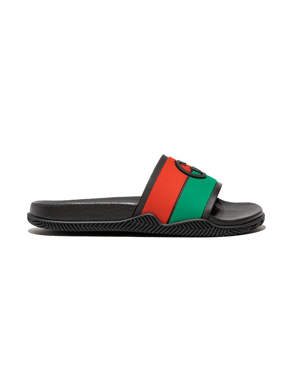 Gucci Kids Interlocking-G logo Web-stripe slides Black