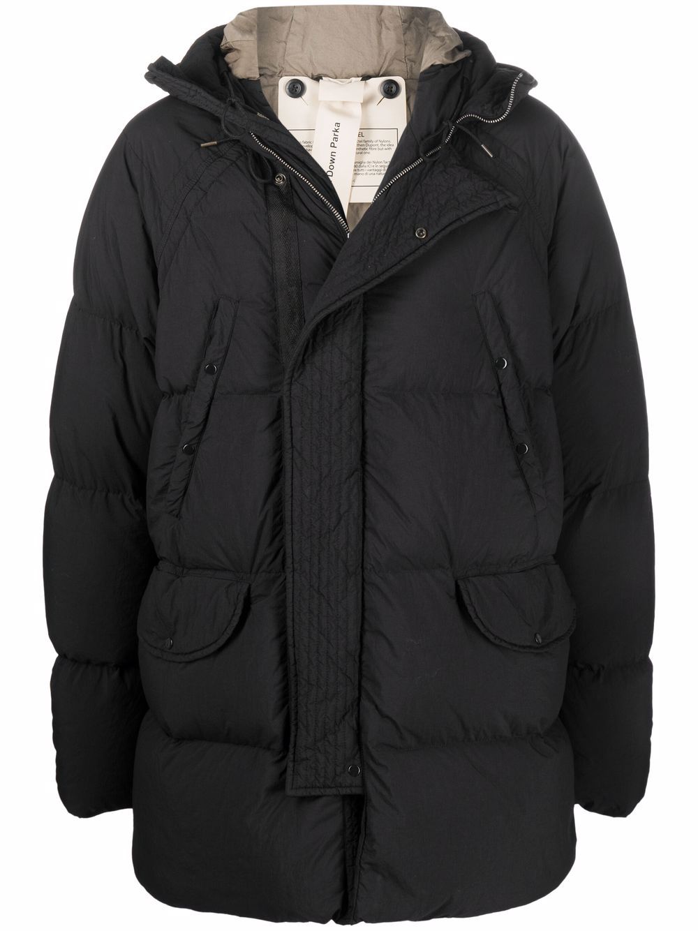 Ten C hooded padded coat – Black