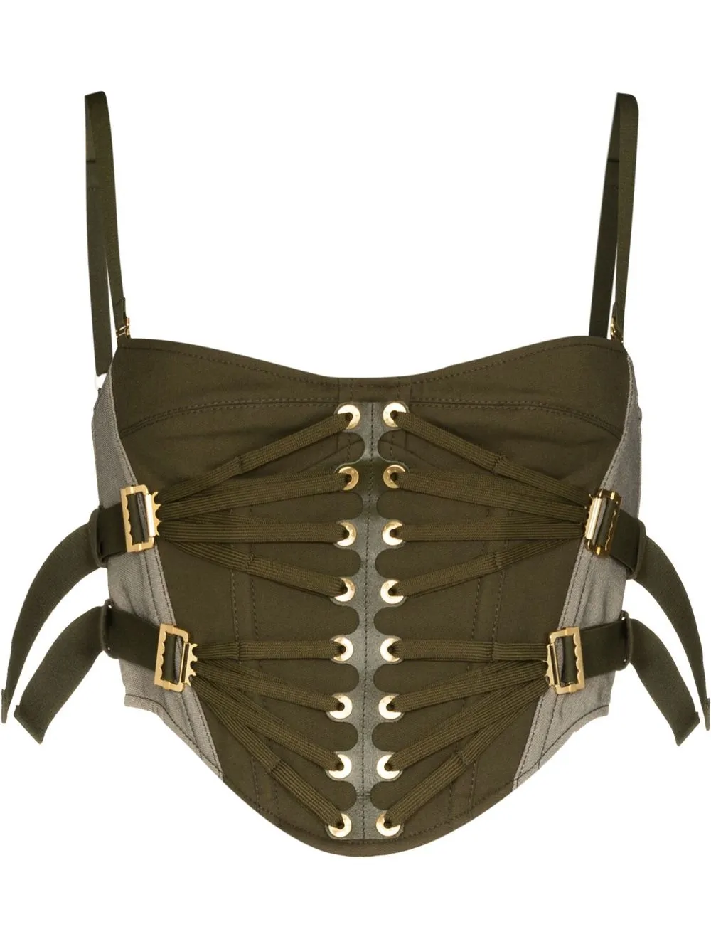 

Dion Lee sweetheart-neck cropped corset - Green