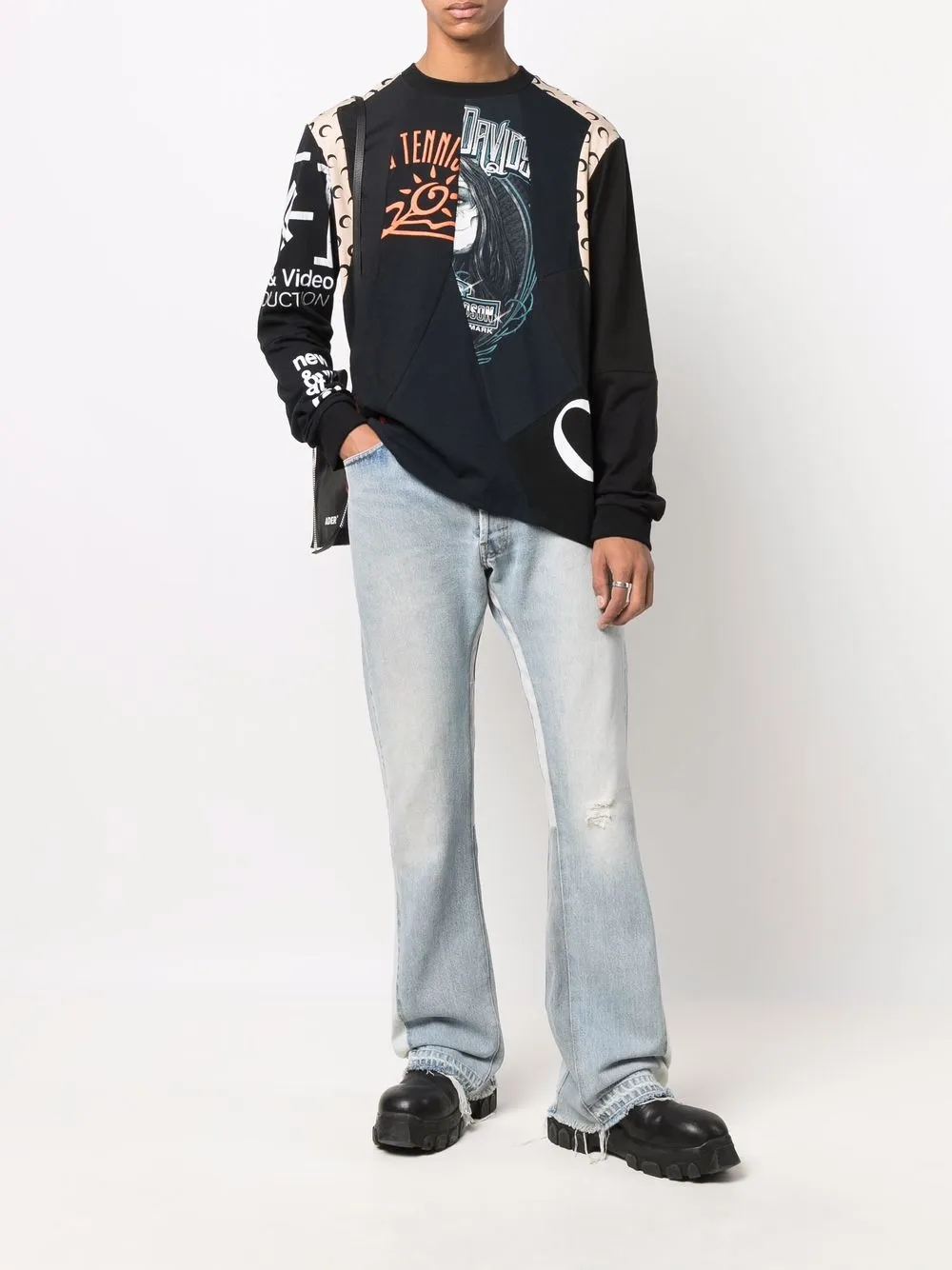 фото Marine serre футболка с длинными рукавами и графичным принтом