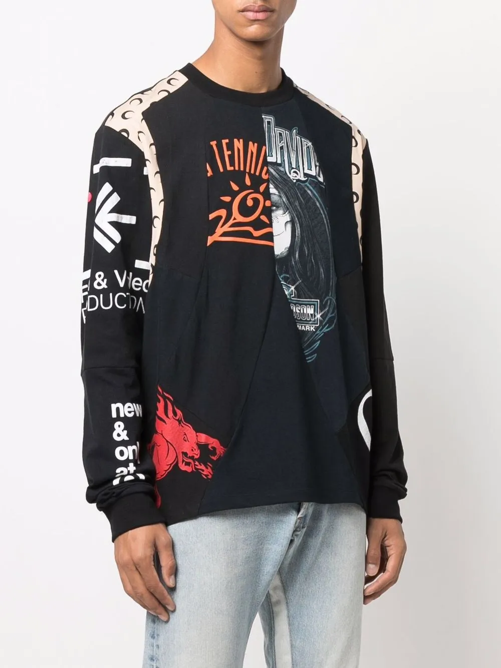 фото Marine serre футболка с длинными рукавами и графичным принтом