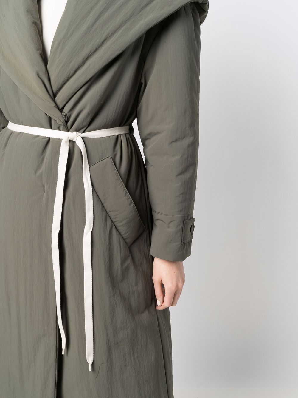 Shop Alysi Belted Long-sleeve Coat In Grün