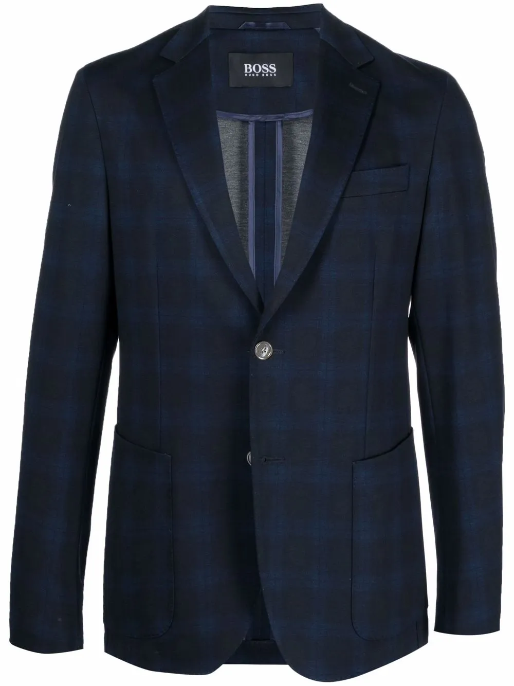 

BOSS blazer con motivo de cuadros - Azul