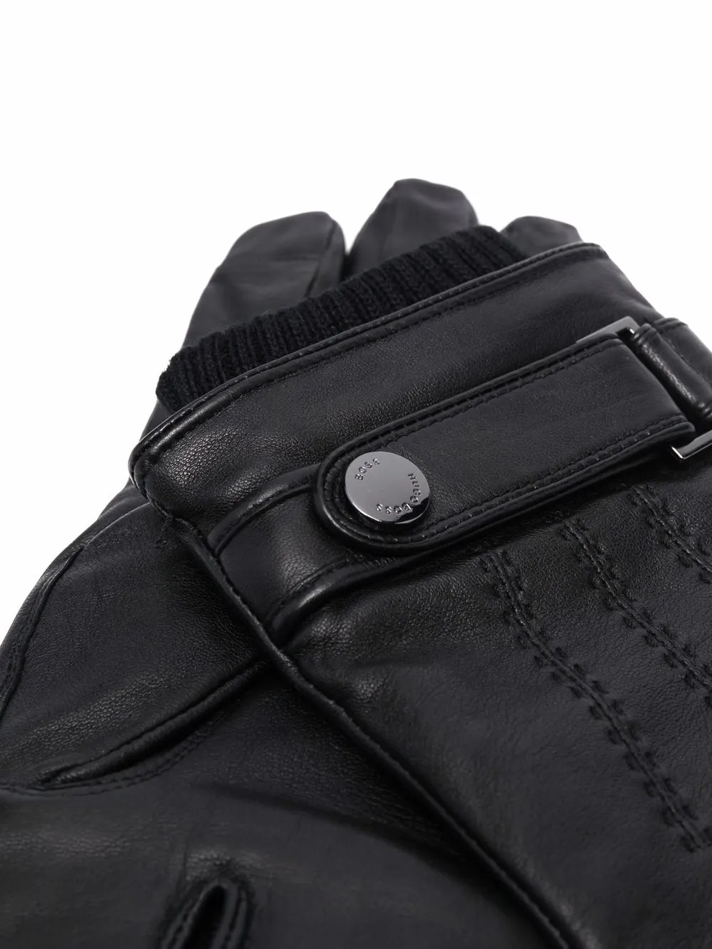 фото Boss кожаные перчатки с отделкой в рубчик