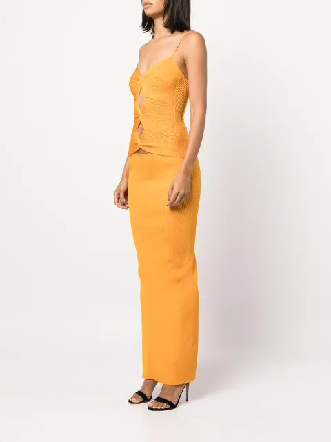 Cult Gaia Honey Knit long fitted dress 