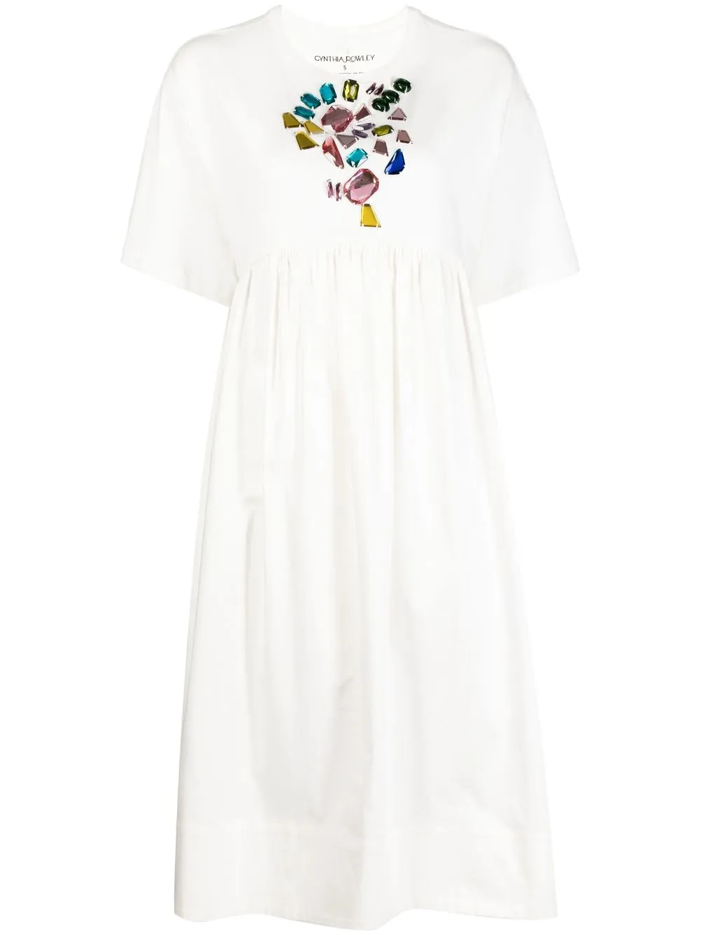 

Cynthia Rowley vestido estilo playera con gemas - Blanco