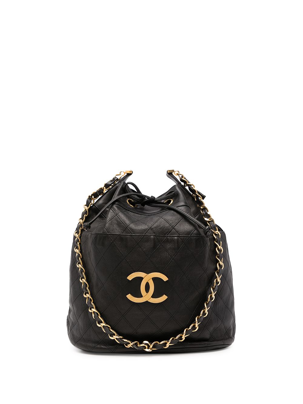 фото Chanel pre-owned сумка-ведро 1990-го года с логотипом cc