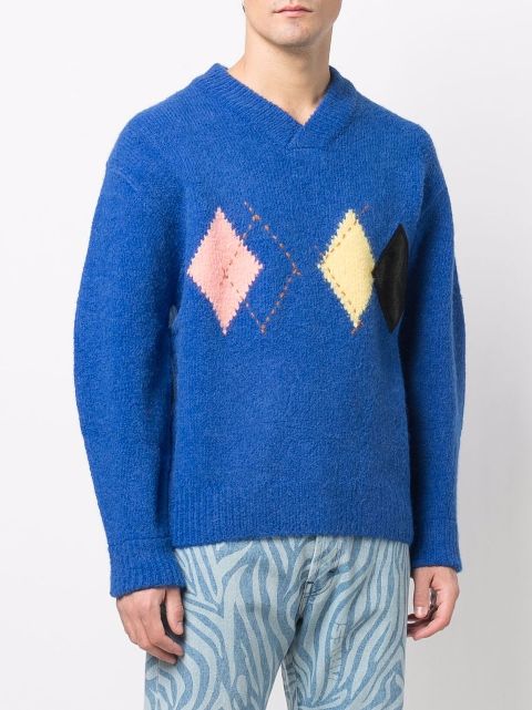 Ader Error Illand argyle-knit Oversized Jumper - Farfetch