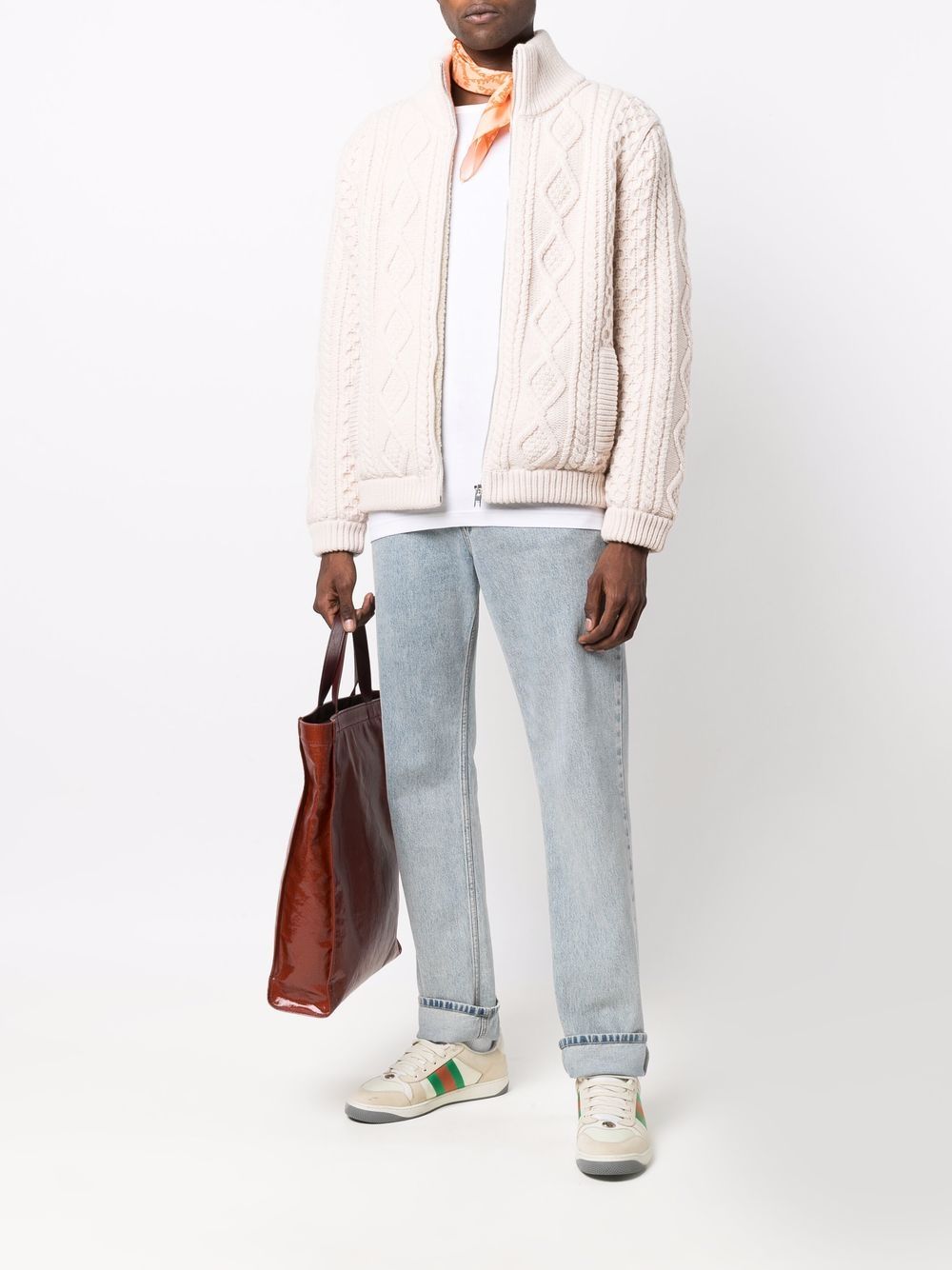 Gucci cable-knit Wool Bomber Jacket - Farfetch