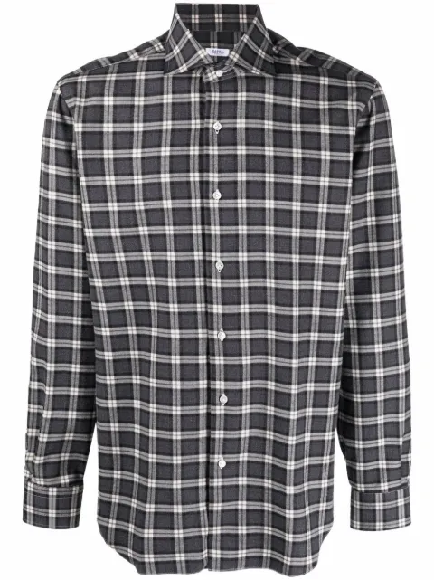 Barba plaid-check print shirt