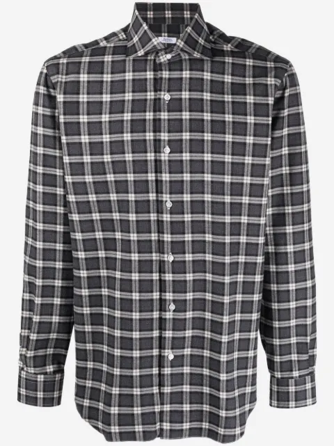 Barba plaid-check print shirt