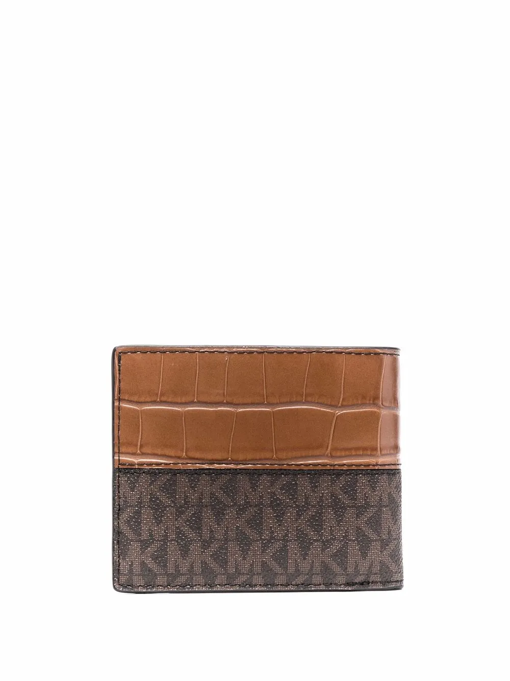 Michael Kors Monogram Bi-fold Wallet In Brown