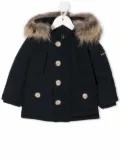 Woolrich Kids faux-fur trimmed coat - Blu