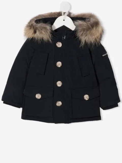 Woolrich Kids 人造皮草边饰外套