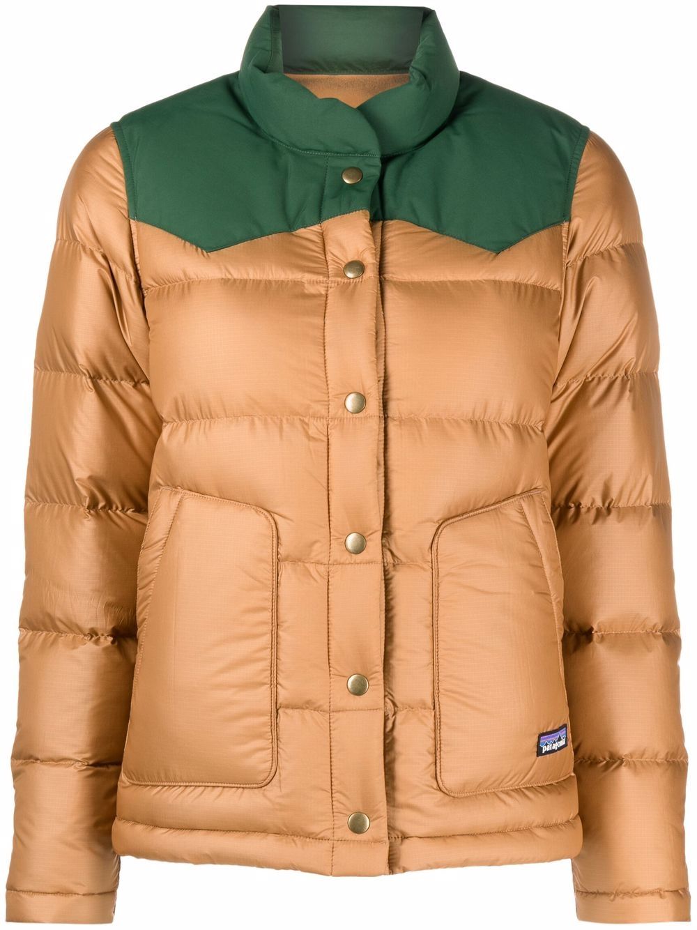 фото Patagonia colour-block feather-down puffer jacket