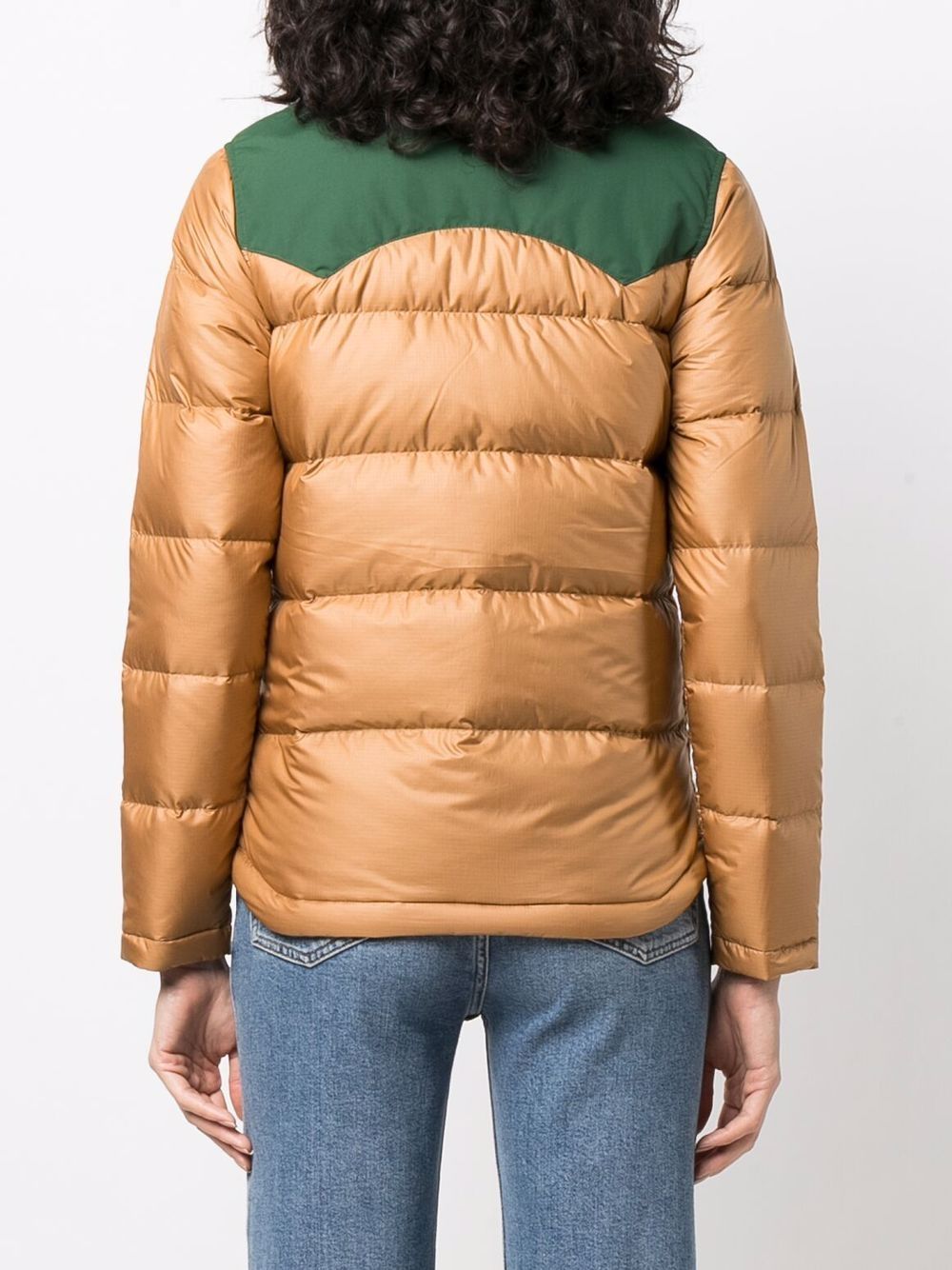 фото Patagonia colour-block feather-down puffer jacket