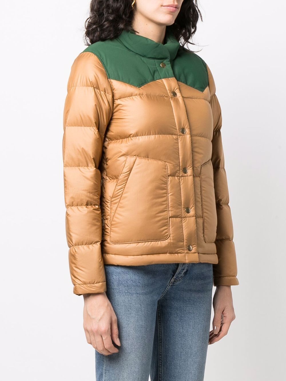 фото Patagonia colour-block feather-down puffer jacket