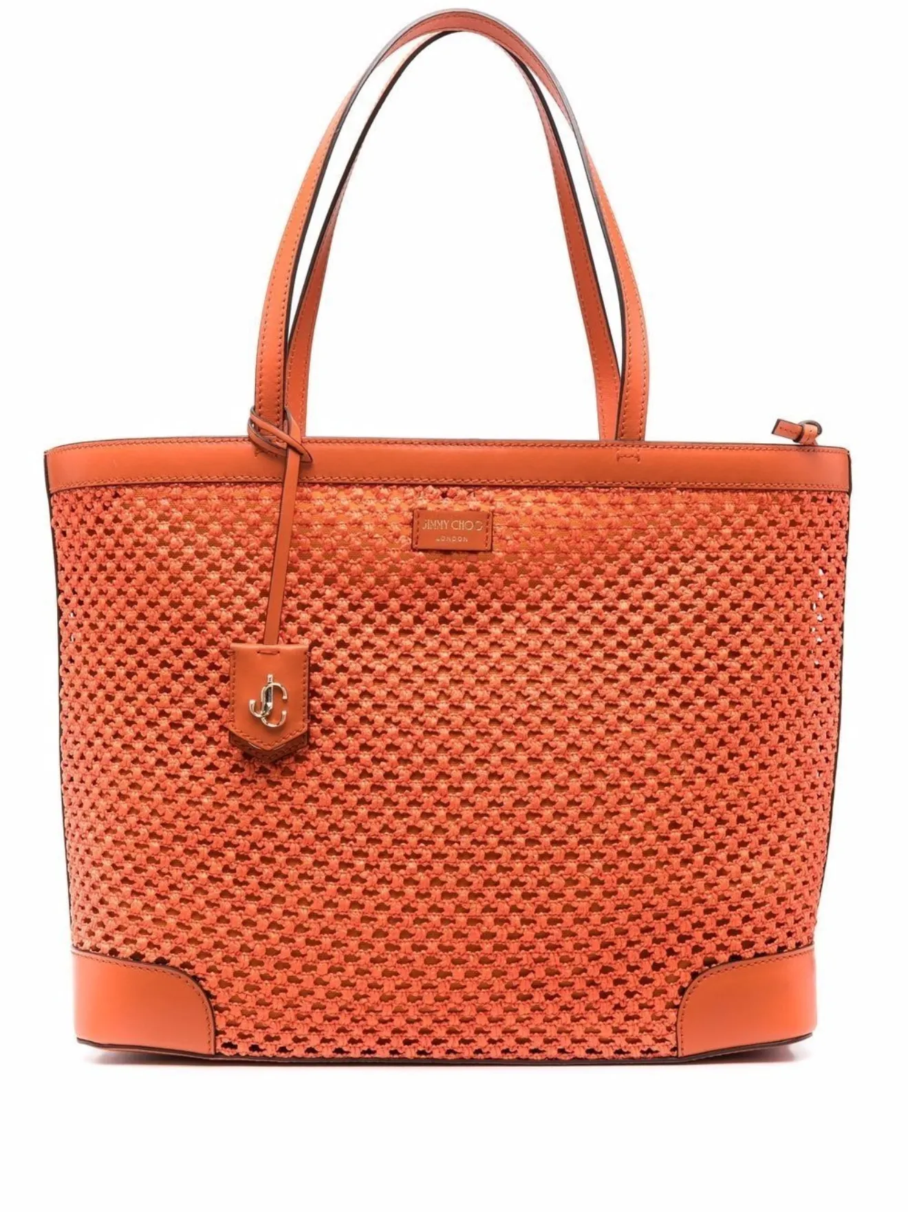 Jimmy Choo Nine2Five Logo patch Tote Bag Orange MODES