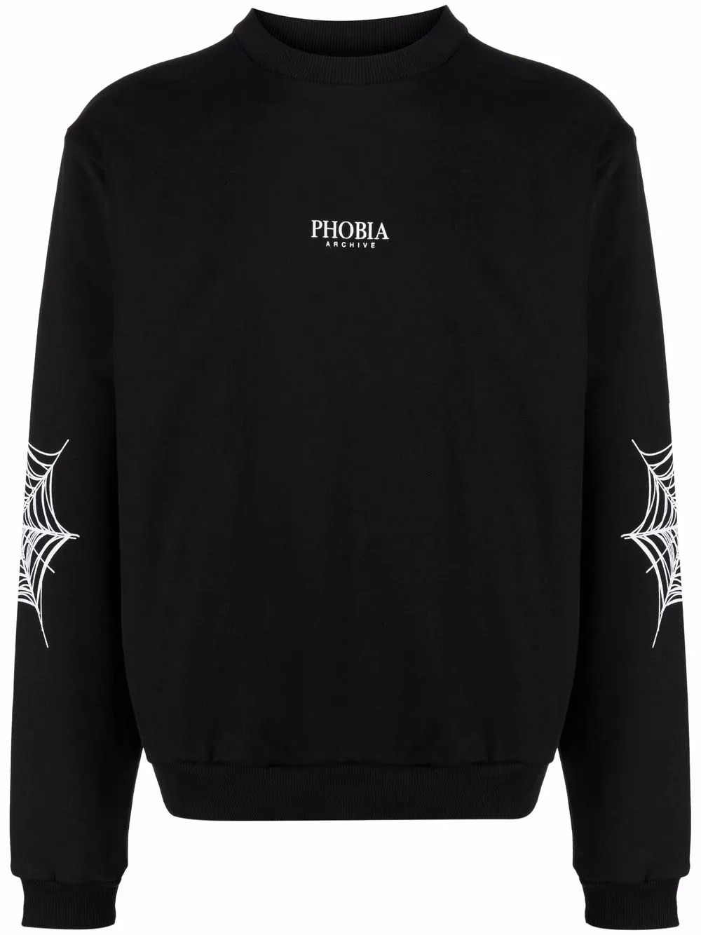 PHOBIA logo-print cobweb-detail sweatshirt | Black | Image 1