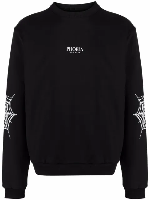 PHOBIA logo-print cobweb-detail sweatshirt