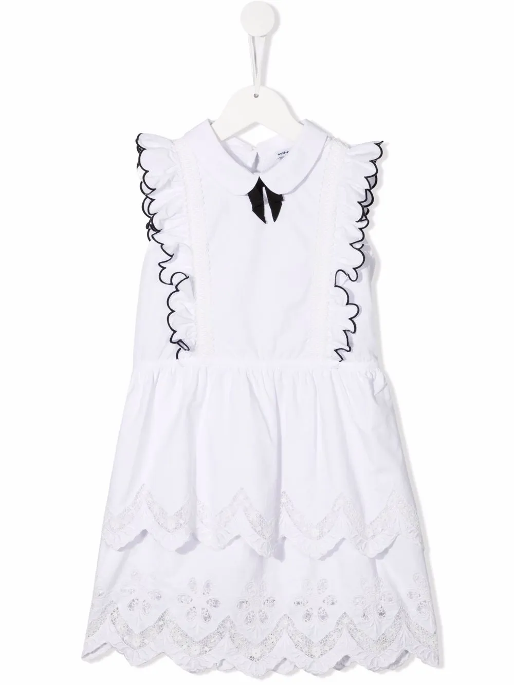 

Self-Portrait Kids vestido corto con volantes - Blanco