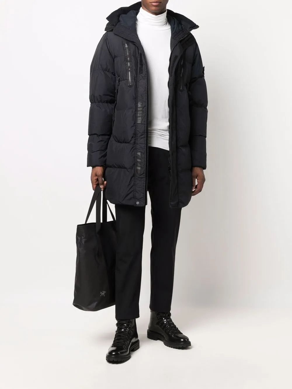 фото Stone island пуховик с капюшоном