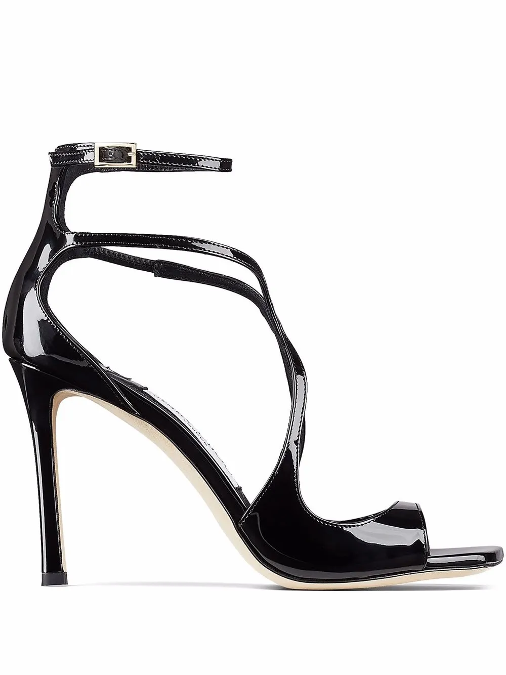 Jimmy Choo Patent Leather Azia 95 Sandals 37 Black