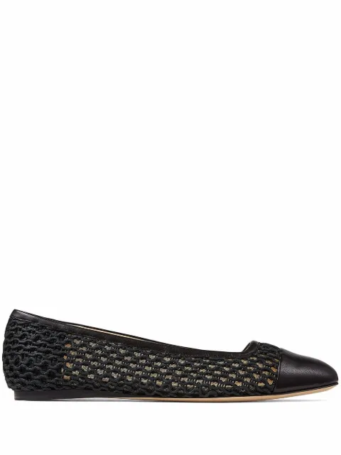 jimmy choo watson cap toe snakeskin embossed leather ballerina flats