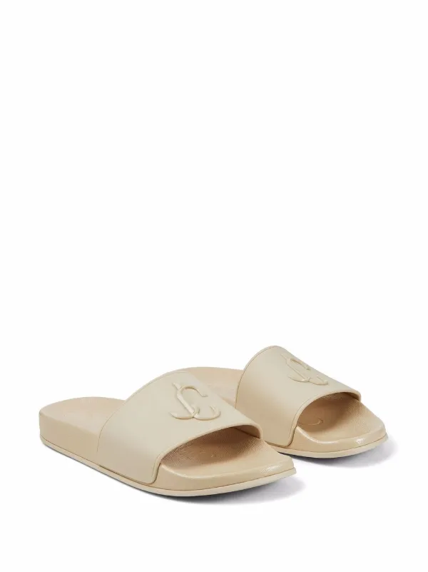 Jimmy Choo Port logo plaque Slides Neutrals FARFETCH AZ