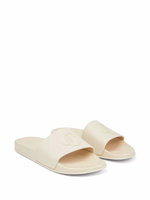 Jimmy Choo Port logo-plaque Slides | Neutrals | FARFETCH
