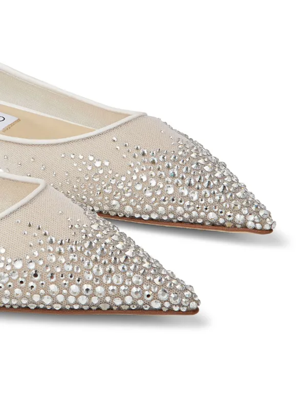 Jimmy Choo Love crystal-embellished Ballerinas | White