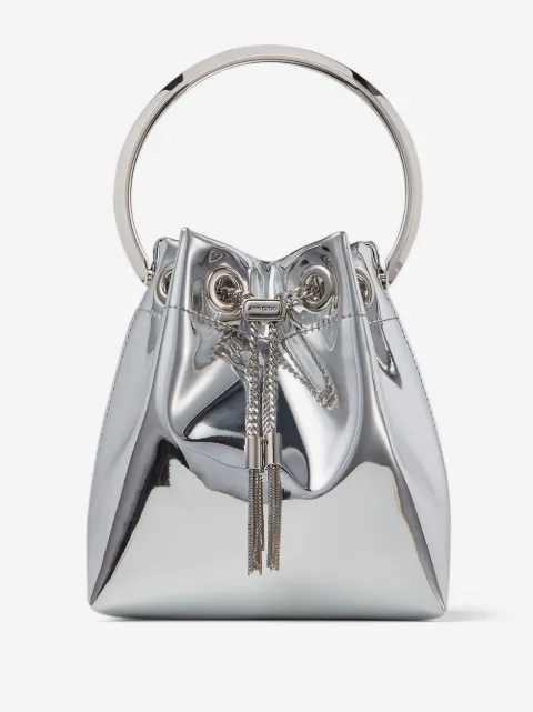 Jimmy Choo mini Bon Bon metallic-effect bucket bag