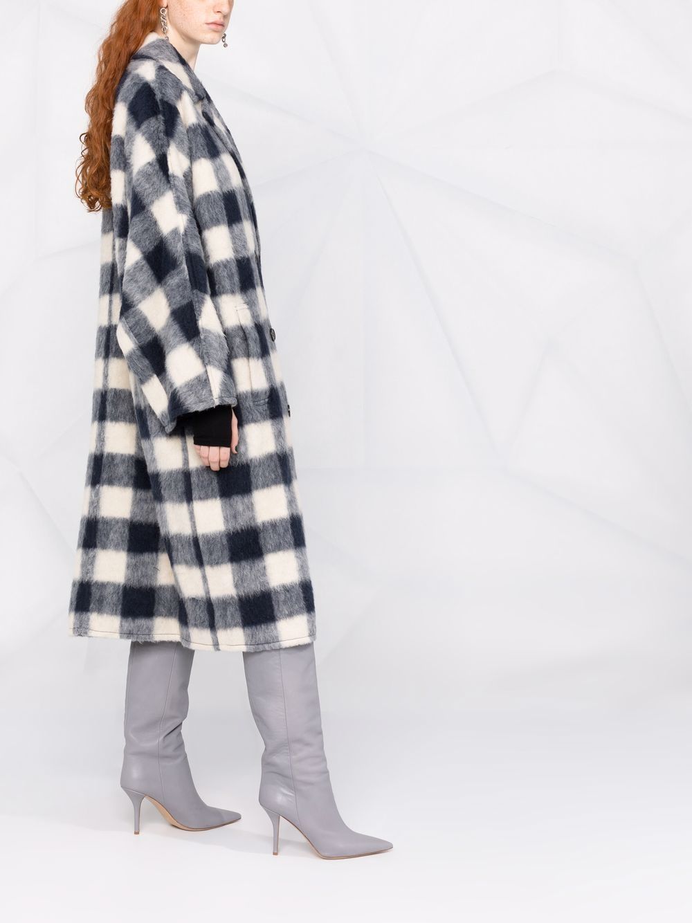 STAND STUDIO check-print double-breasted Wool Coat - Farfetch