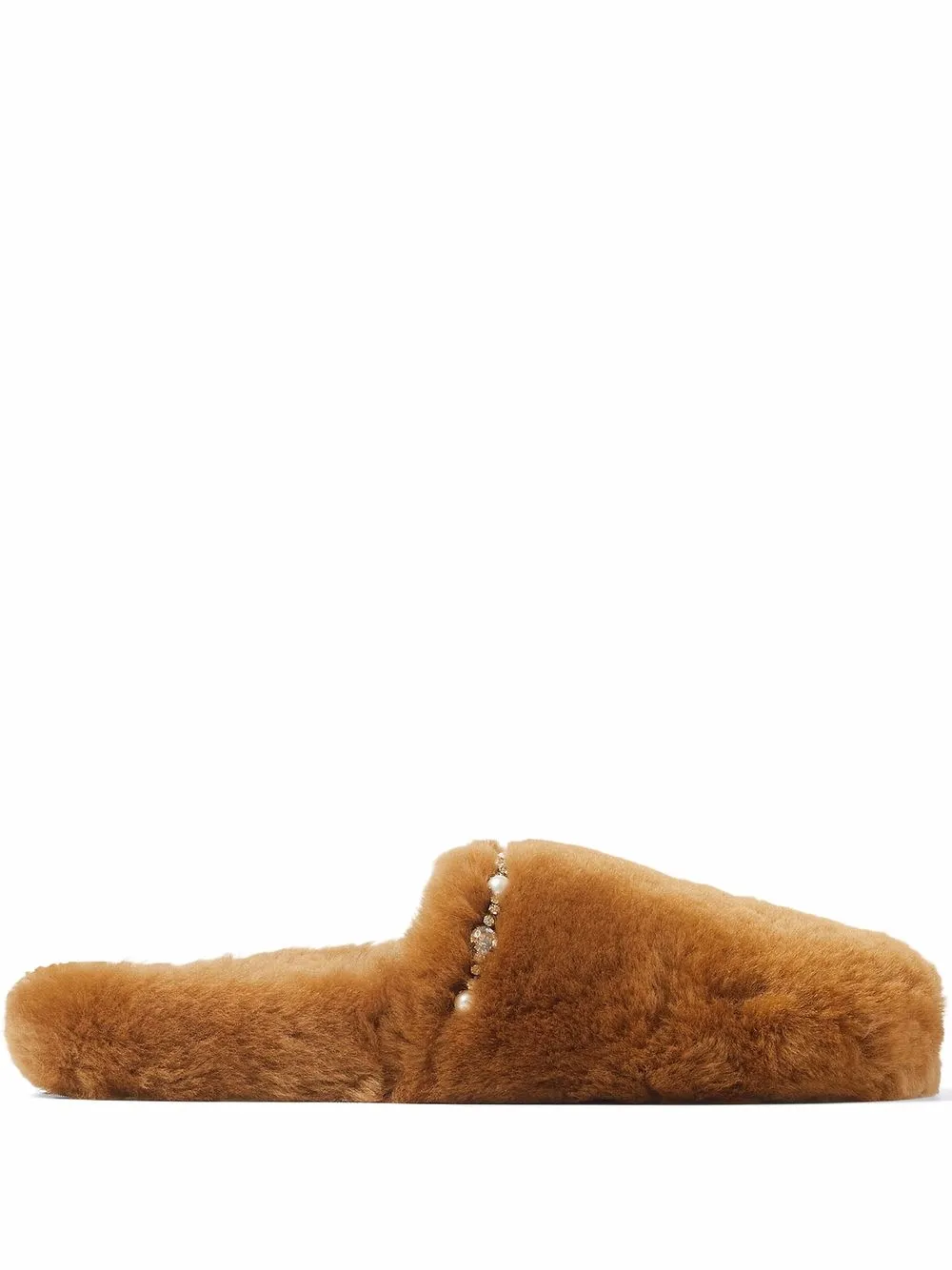 

Jimmy Choo Alienate flat shearling slippers - Brown