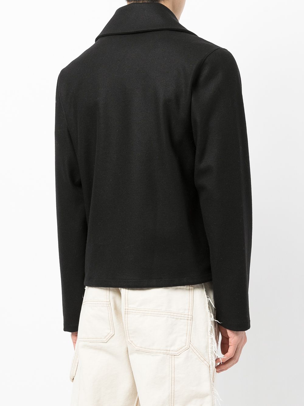 Shop Off-white Logo-embroidered Spread-collar Jacket In Black