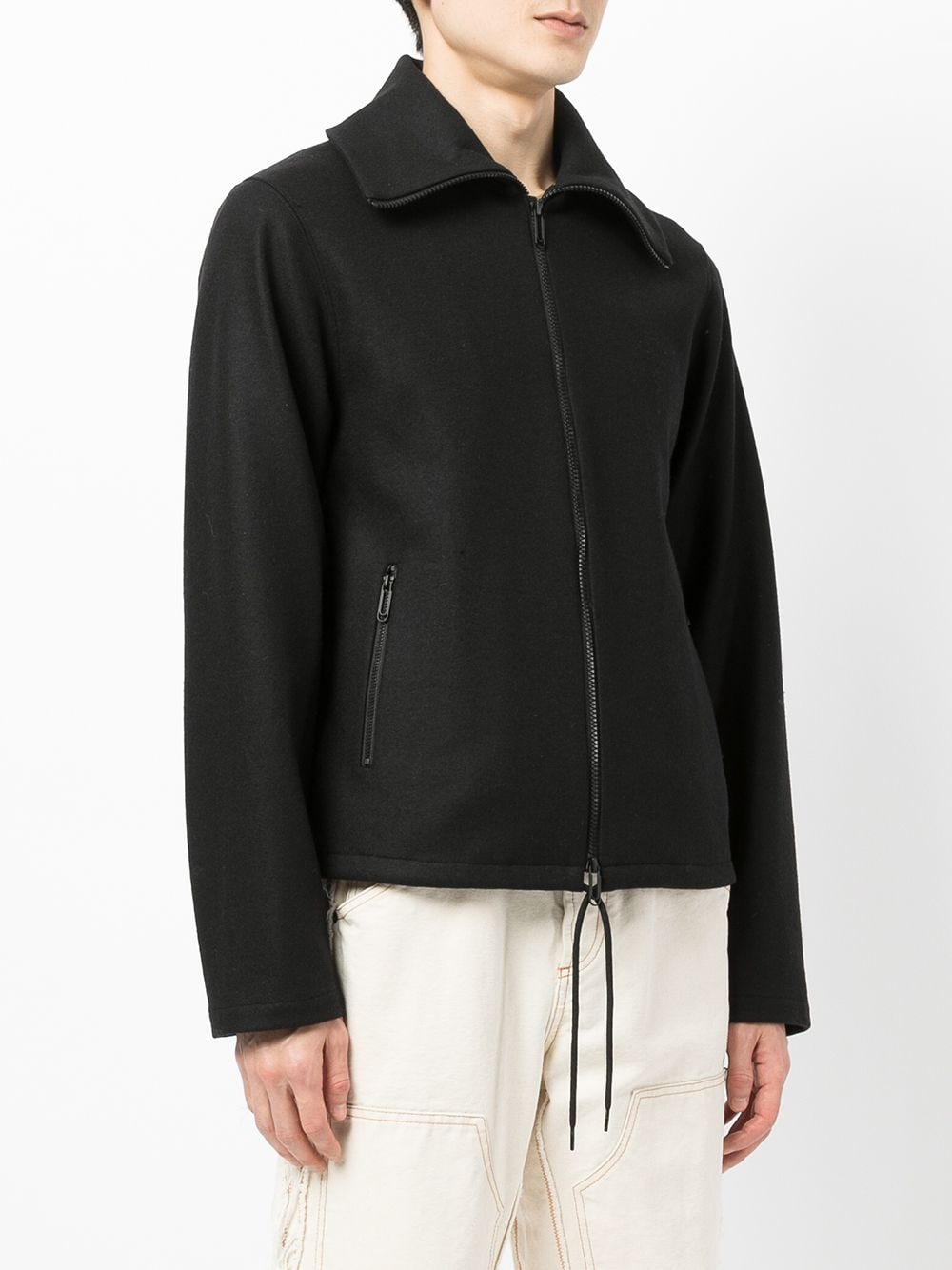 Shop Off-white Logo-embroidered Spread-collar Jacket In Black
