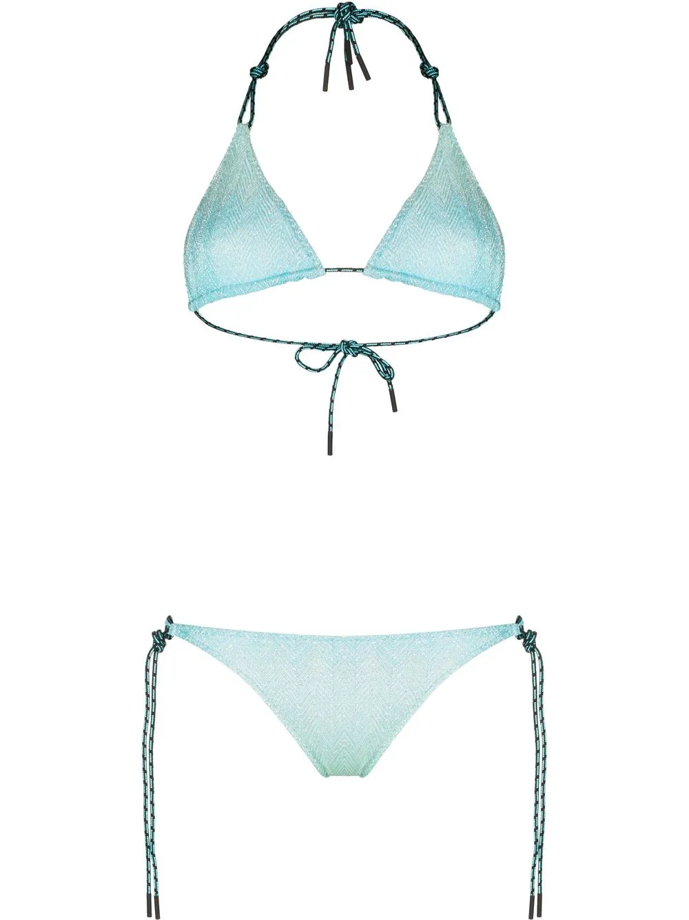 metallic-effect triangle-cup bikini set