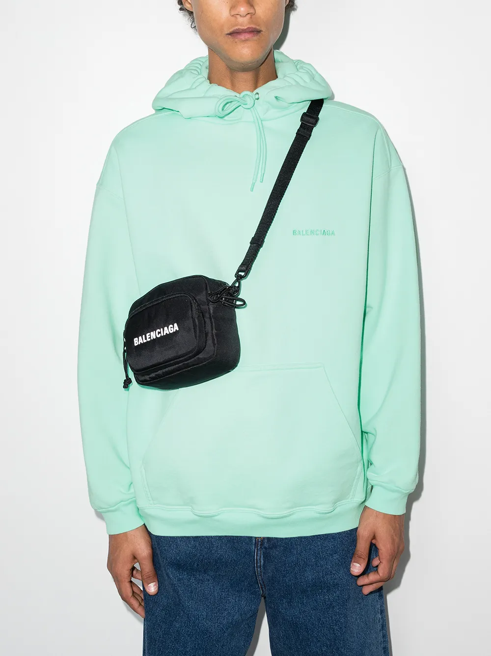 Balenciaga Hoodie met geborduurd logo - Groen