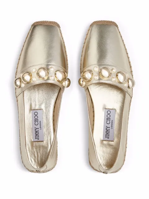 jimmy choo dru embellished woven espadrilles