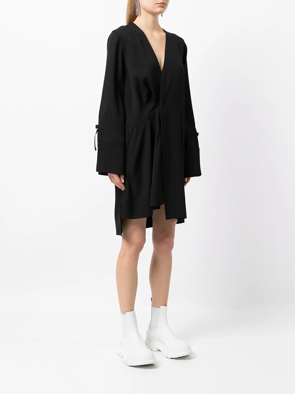 фото Off-white платье мини с надписью и драпировкой