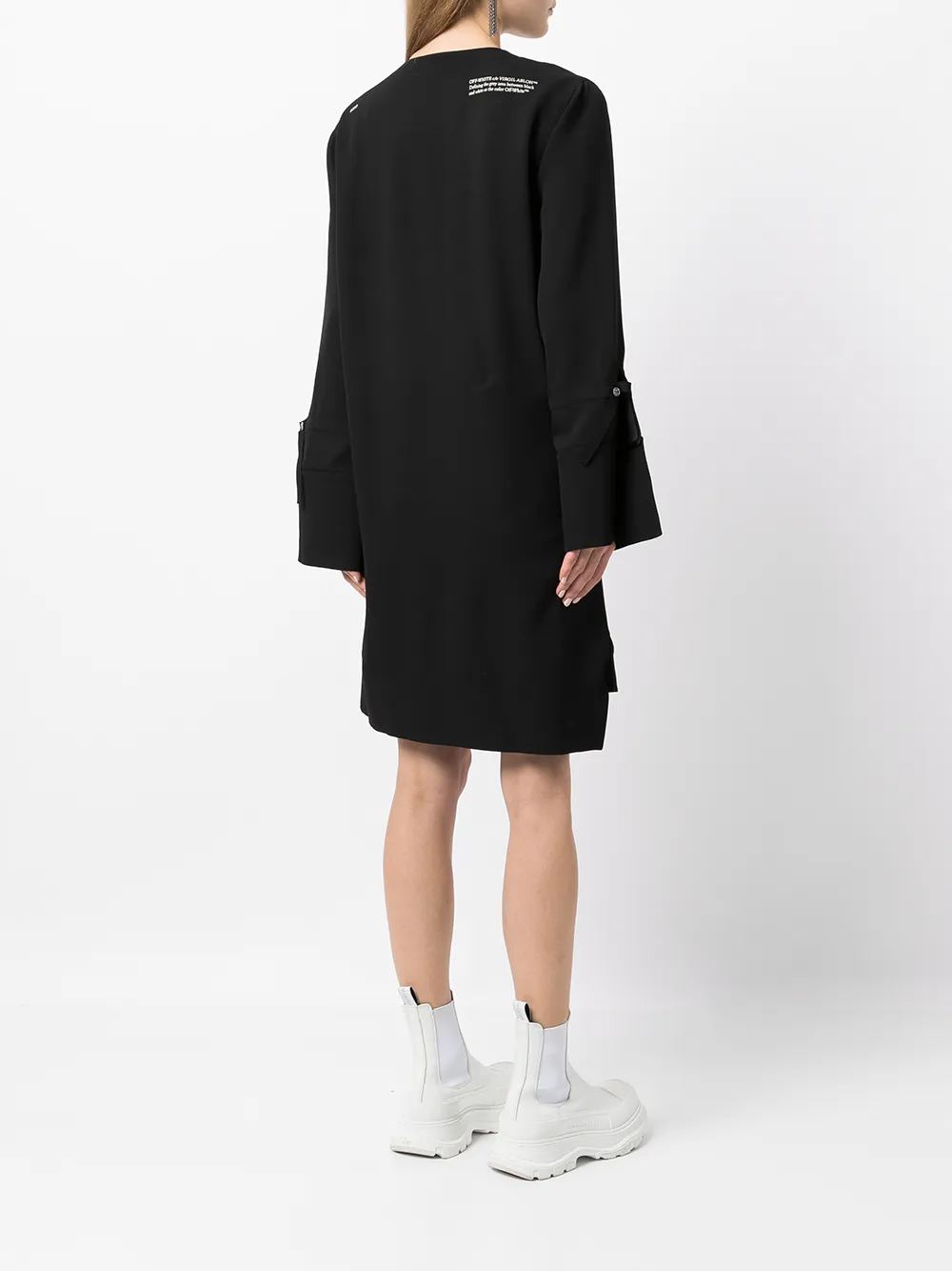 фото Off-white платье мини с надписью и драпировкой