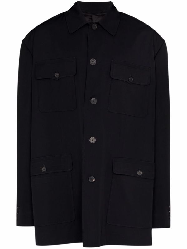 Balenciaga flap-pocket long-sleeve Shirt Jacket | Black | FARFETCH AO